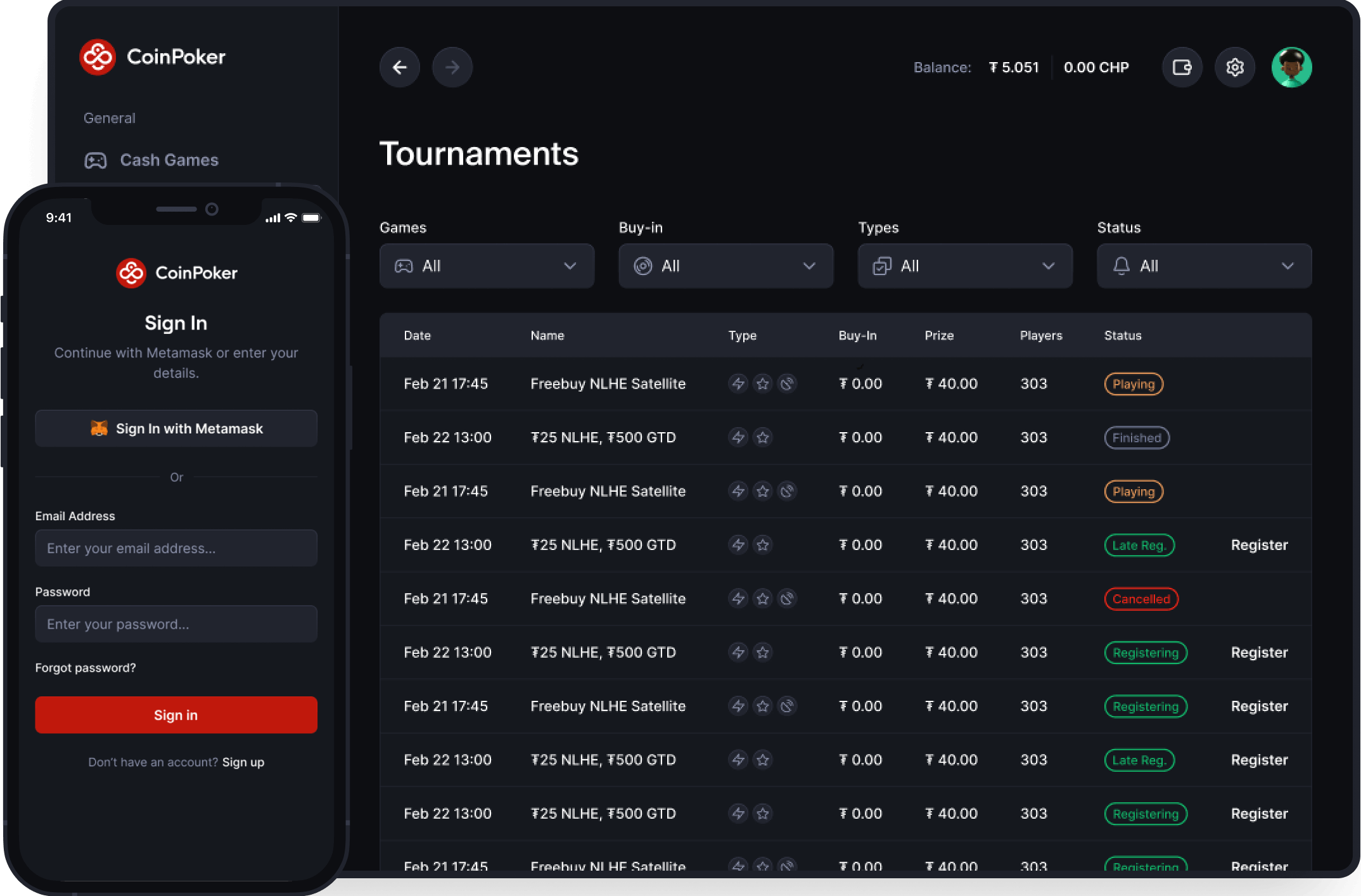 interface of discord poker