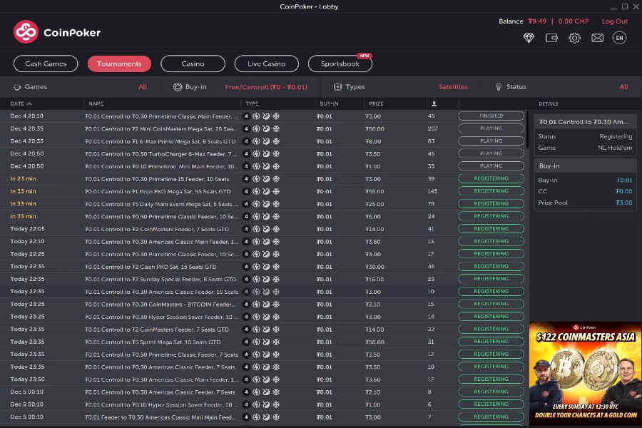 Docenas de freerolls Diarios