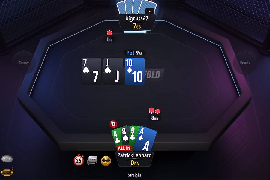 Pot Limit Omaha All-in o Fold